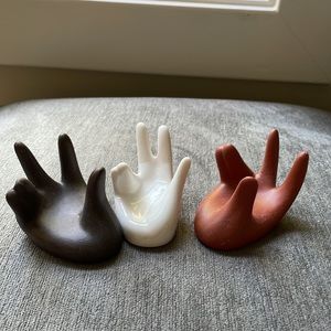 Little hands, perfect for air plants, jewelry and candy. Ceramic